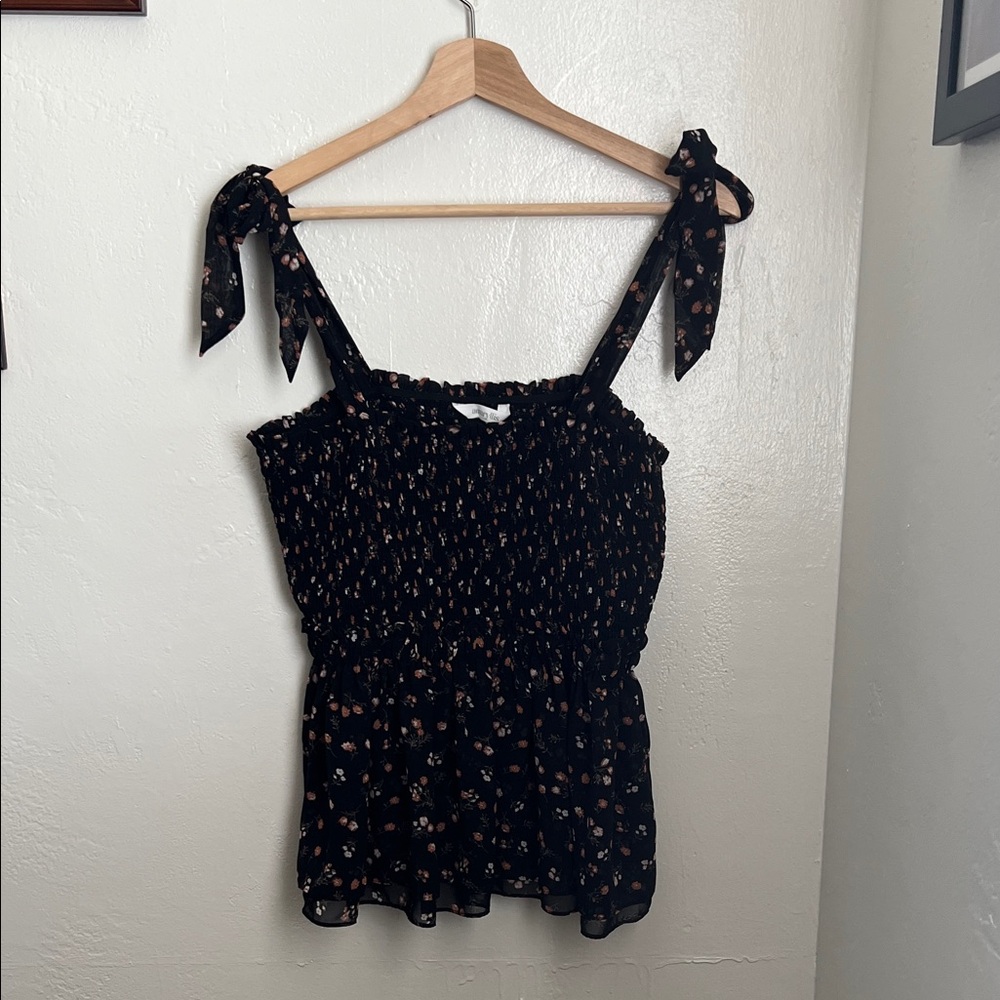 Amaryllis Black Floral Smocked Blouse